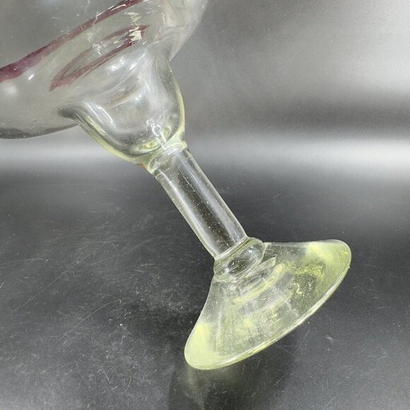 Hand Blown Clear Margarita Drinking Glasses Set 2 With Red Edges Hand Made Glass - Picture 6 of 11
